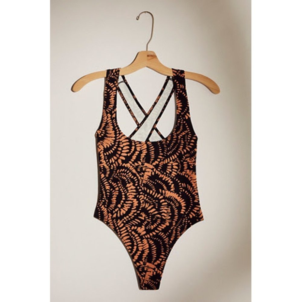 Free People Hi High Printed Duo Bodysuit